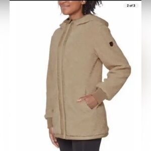 1 Madison Expedition Women’s Large Teddy Sherpa Hoodie Jacket Tan Lined L
